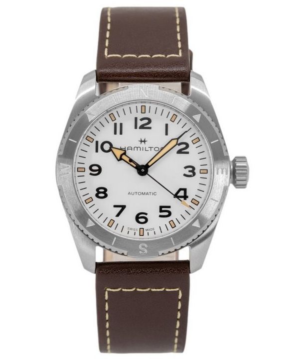 Reloj Hamilton Khaki Field Expedition con correa de cuero y esfera blanca automático H70225510 100M para hombre