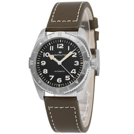 Reloj Hamilton Khaki Field Expedition con correa de cuero y esfera negra automático H70225830 100M para hombre