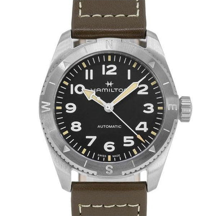 Reloj Hamilton Khaki Field Expedition con correa de cuero y esfera negra automático H70225830 100M para hombre