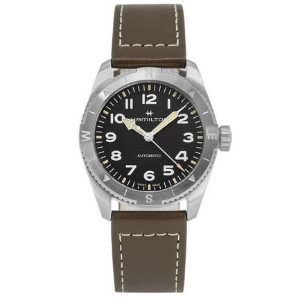 Reloj Hamilton Khaki Field Expedition con correa de cuero y esfera negra automático H70225830 100M para hombre