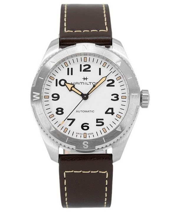 Reloj Hamilton Khaki Field Expedition con correa de cuero y esfera blanca automático H70315510 100M para hombre