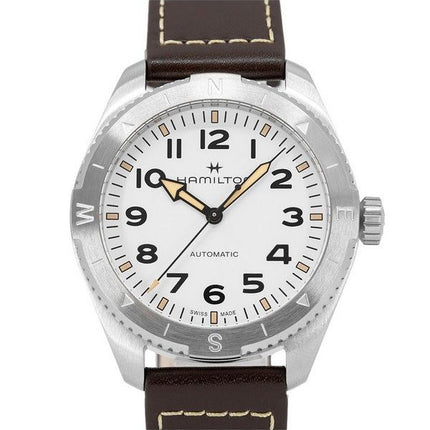 Reloj Hamilton Khaki Field Expedition con correa de cuero y esfera blanca automático H70315510 100M para hombre