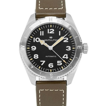 Reloj Hamilton Khaki Field Expedition con correa de cuero y esfera negra automático H70315830 100M para hombre