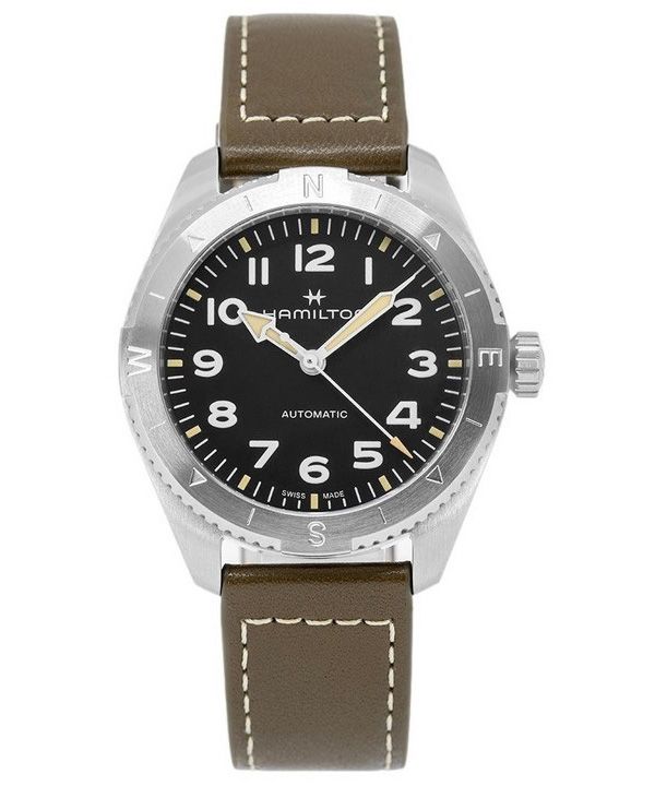 Reloj Hamilton Khaki Field Expedition con correa de cuero y esfera negra automático H70315830 100M para hombre