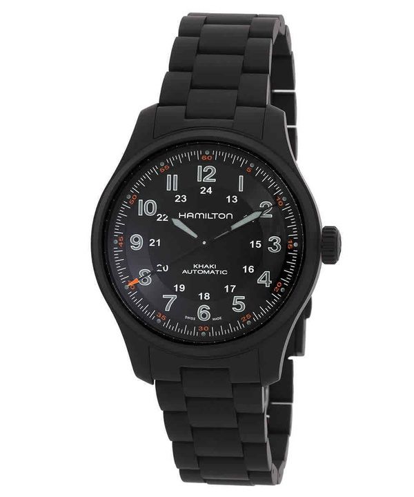 Hamilton Khaki Field Titanium - Reloj automático con esfera negra H70665130 100M para hombre