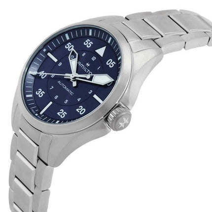 Hamilton Khaki Aviation Pilot Reloj automático de acero inoxidable con esfera azul H76215140 100M para hombre