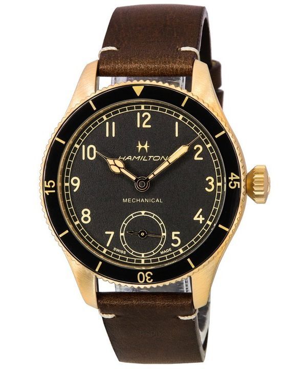 Hamilton Khaki Aviation Pilot Pioneer Bronce Negro Dial Mecánico H76709530 100M Reloj para hombre