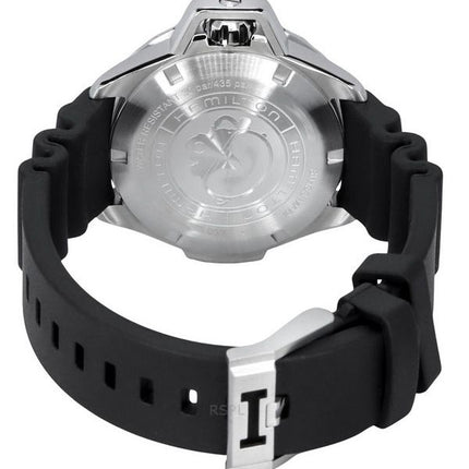 Reloj para hombre Hamilton Khaki Navy Frogman con correa de caucho y esfera negra automático Diver&#39,s H77455330 300M