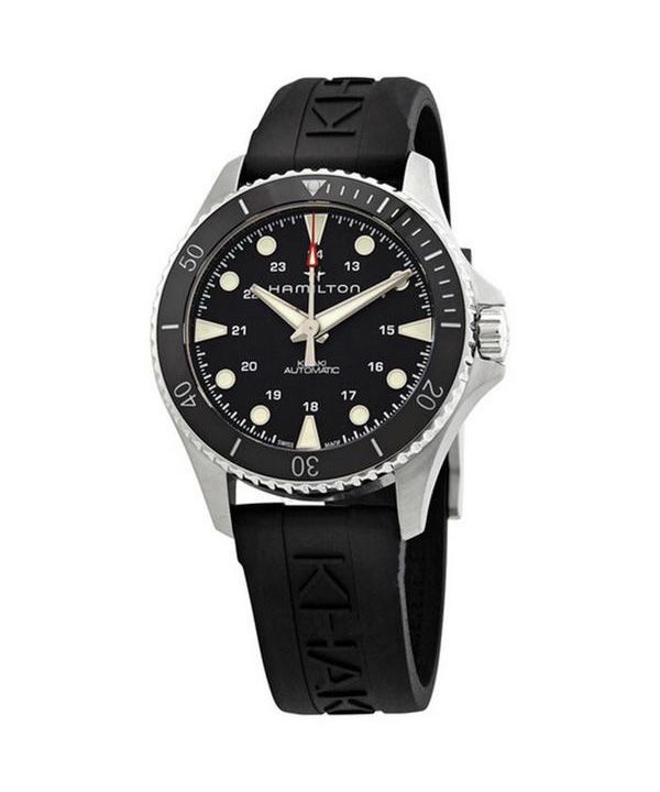 Reloj para hombre Hamilton Khaki Navy Scuba con correa de caucho y esfera negra automático Diver&#39,s H82515330 300M