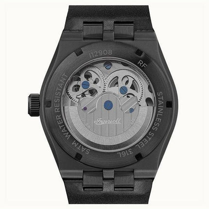 Ingersoll The Broadway Moonphase Dual Time Reloj automático para hombre con esfera esqueleto negra I12908