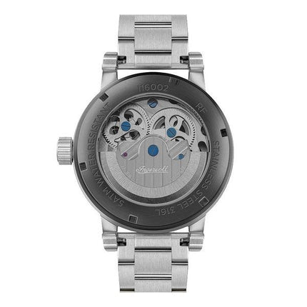 Reloj automático Ingersoll The Arc Moon Phase de acero inoxidable con esfera plateada y esqueleto para hombre I16002