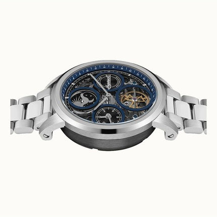 Reloj automático Ingersoll The Arc Moon Phase de acero inoxidable con esfera azul y esqueleto para hombre I16003