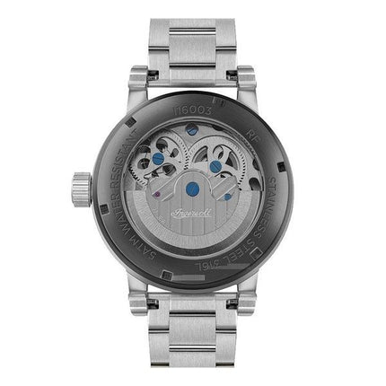 Reloj automático Ingersoll The Arc Moon Phase de acero inoxidable con esfera azul y esqueleto para hombre I16003