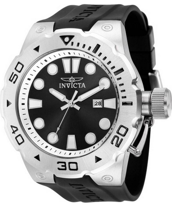 Invicta Pro Diver Silicona Esfera negra Cuarzo 36996 100M Reloj para hombre