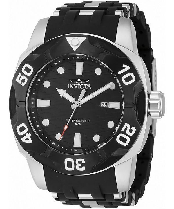 Reloj para hombre Invicta Sea Spider con correa de acero inoxidable y poliuretano, esfera negra, cuarzo 44116 100M