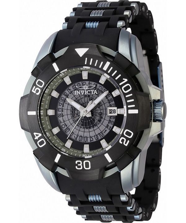 Reloj para hombre Invicta Sea Spider con correa de acero inoxidable y poliuretano, esfera negra transparente 44130 100M