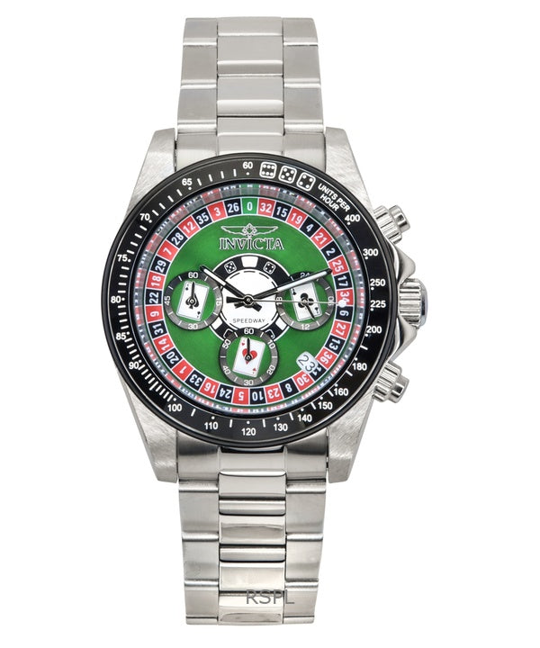 Reloj cronógrafo Invicta Speedway Roulette Casino GMT de cuarzo con esfera verde 44642 200M para hombre