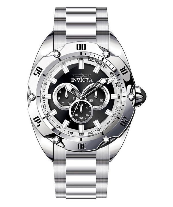 Reloj para hombre Invicta Venom GMT de acero inoxidable con esfera negra y cuarzo 45729 100M