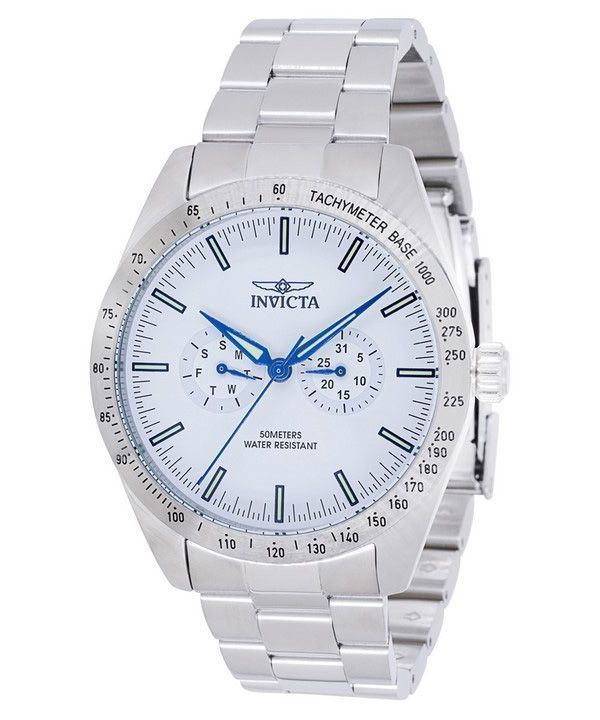 Reloj para hombre Invicta Specialty de acero inoxidable con esfera blanca y cuarzo 45975