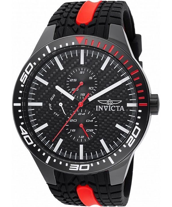 Reloj Invicta Racing GMT con correa de silicona y esfera negra de cuarzo 47553 para hombre