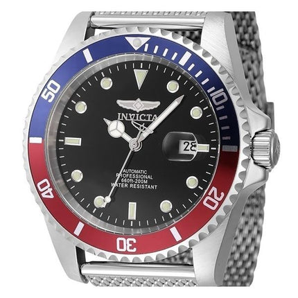 Reloj automático para hombre Invicta Pro Diver 47965 200M con bisel Pepsi azul y rojo en acero inoxidable y esfera negra