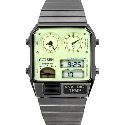 Reloj Citizen analógico digital de cuarzo con doble horario, acero inoxidable y esfera verde JG2147-85X para hombre