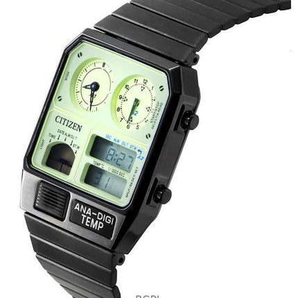 Reloj Citizen analógico digital de cuarzo con doble horario, acero inoxidable y esfera verde JG2147-85X para hombre