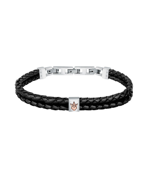 Maserati Jewels Pulsera de cuero reciclado y acero inoxidable JM422AVE13 para hombre