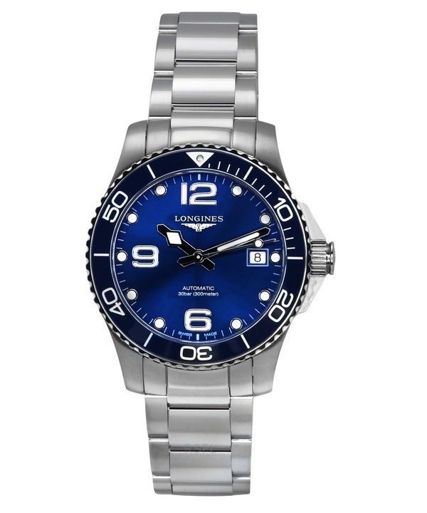 Reloj automático para hombre Longines HydroConquest de acero inoxidable con esfera azul y efecto rayos de sol L3.780.4.96.6 300M