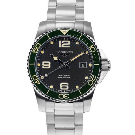 Reloj automático para hombre Longines HydroConquest de acero inoxidable con esfera negra L3.781.4.05.6 300M para buceo