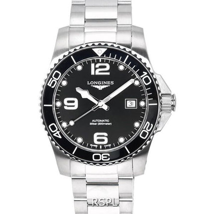 Reloj Longines HydroConquest Sunray Black con Super-LumiNov Dial Automatic Diver&#39,s L3.781.4.56.6 300M para hombre