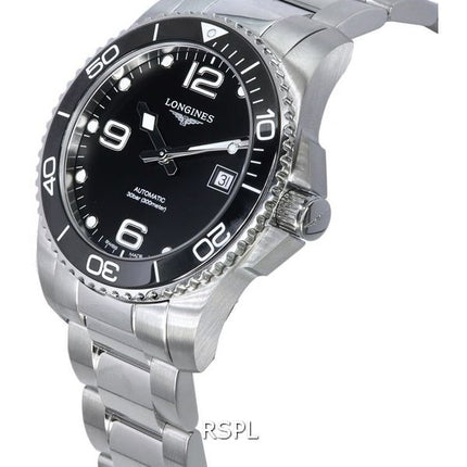 Reloj Longines HydroConquest Sunray Black con Super-LumiNov Dial Automatic Diver&#39,s L3.781.4.56.6 300M para hombre