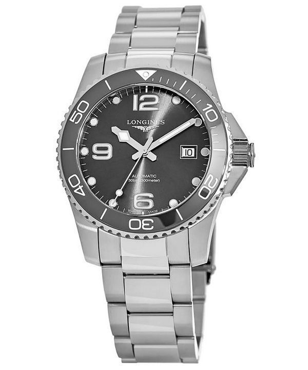 Reloj para hombre Longines HydroConquest de acero inoxidable con esfera gris y automático L3.781.4.76.6 300M