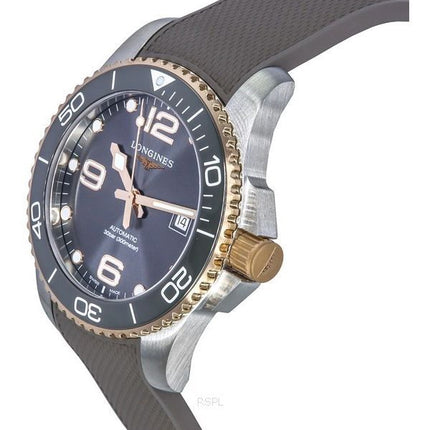 Reloj para hombre Longines HydroConquest con correa de caucho Sunray y esfera gris automático Diver&#39,s L3.782.3.78.9 300M