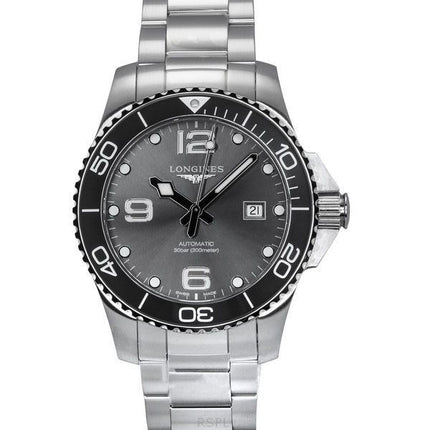 Reloj automático para hombre Longines Hydroconquest de acero inoxidable con esfera gris y efecto rayos de sol L3.782.4.76.6 300M