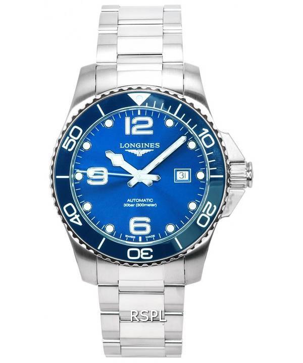 Reloj Longines HydroConquest Sunray Blue con Super-LumiNova Dial Automatic Diver&#39,s L3.782.4.96.6 300M para hombre