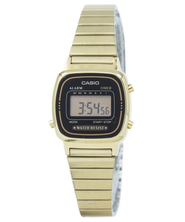 Casio digital acero inoxidable alarma temporizador LA670WGA-1DF LA670WGA-1 reloj de la mujer