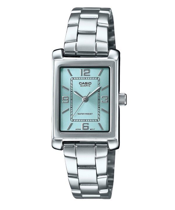 Reloj Casio Standard analógico de acero inoxidable con esfera azul aguamarina y cuarzo LTP-1234DD-2A para mujer