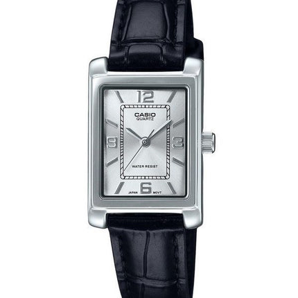 Reloj Casio Standard analógico con correa de cuero y esfera plateada de cuarzo LTP-1234LL-7A para mujer