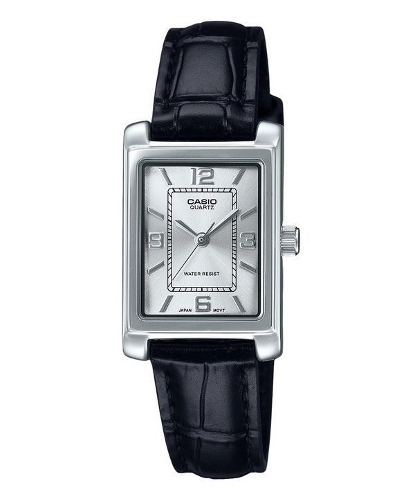 Reloj Casio Standard analógico con correa de cuero y esfera plateada de cuarzo LTP-1234LL-7A para mujer