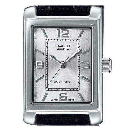 Reloj Casio Standard analógico con correa de cuero y esfera plateada de cuarzo LTP-1234LL-7A para mujer