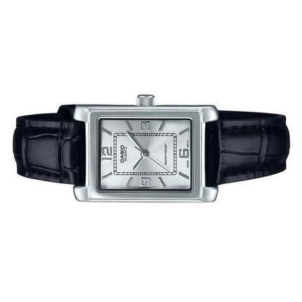 Reloj Casio Standard analógico con correa de cuero y esfera plateada de cuarzo LTP-1234LL-7A para mujer