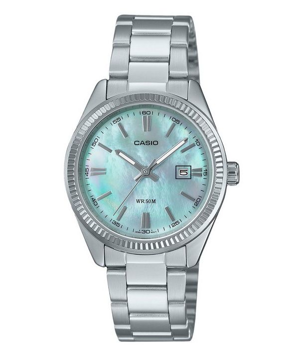 Reloj Casio Standard analógico de acero inoxidable con esfera de nácar y cuarzo LTP-1302DS-2AV para mujer