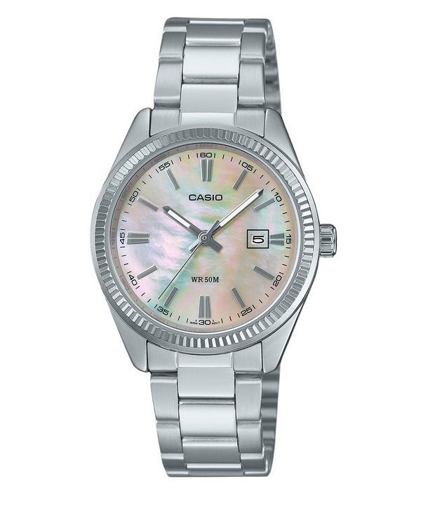 Reloj Casio Standard analógico de acero inoxidable con esfera de nácar y cuarzo LTP-1302DS-4AV para mujer