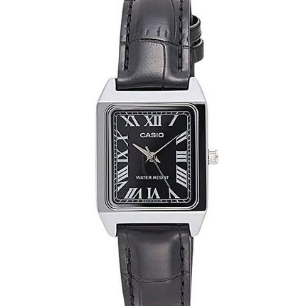 Reloj Casio LTP-V007L-1B de cuarzo con esfera negra y correa de cuero analógica estándar para mujer