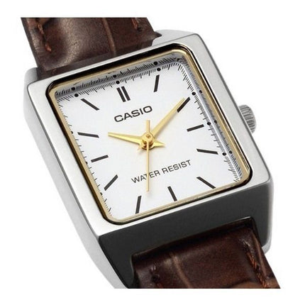 Reloj Casio LTP-V007L-7E2 de cuarzo con esfera blanca y correa de cuero analógica estándar para mujer