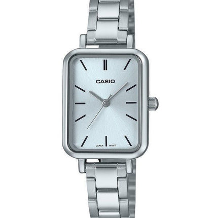 Reloj Casio estándar analógico de acero inoxidable con esfera azul claro y cuarzo LTP-V009D-2E para mujer