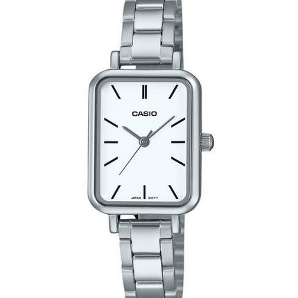 Reloj Casio estándar analógico de acero inoxidable con esfera blanca y cuarzo LTP-V009D-7E para mujer