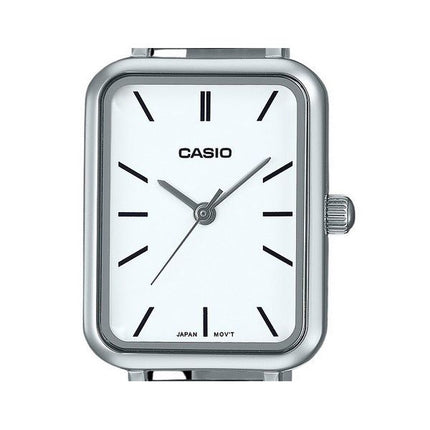 Reloj Casio estándar analógico de acero inoxidable con esfera blanca y cuarzo LTP-V009D-7E para mujer