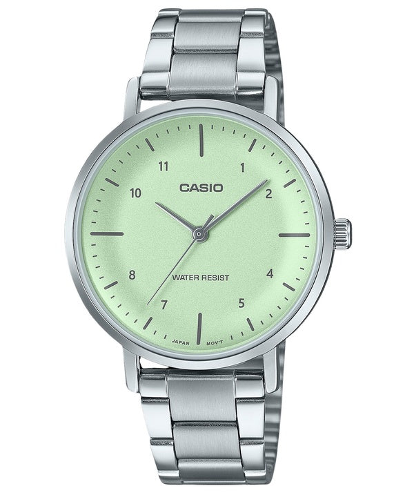 Reloj Casio Standard analógico de acero inoxidable con esfera verde menta y cuarzo LTP-VT03D-3B para mujer